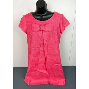 Sara Campbell Women's Bow Silk Mini Shift Dress Pink Size 4 Minimalist Casual